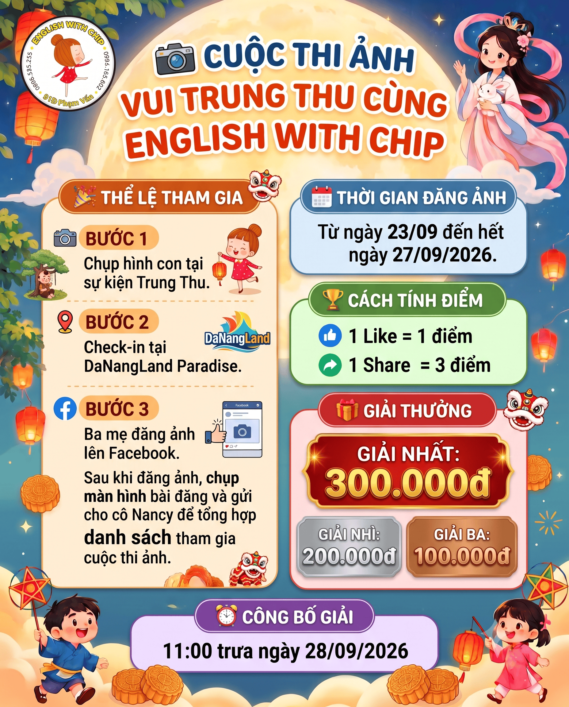 Cuộc Thi Ảnh Vui Trung Thu Cùng English With Chip – Rinh Giải Thưởng Hấp Dẫn Cho Bé
