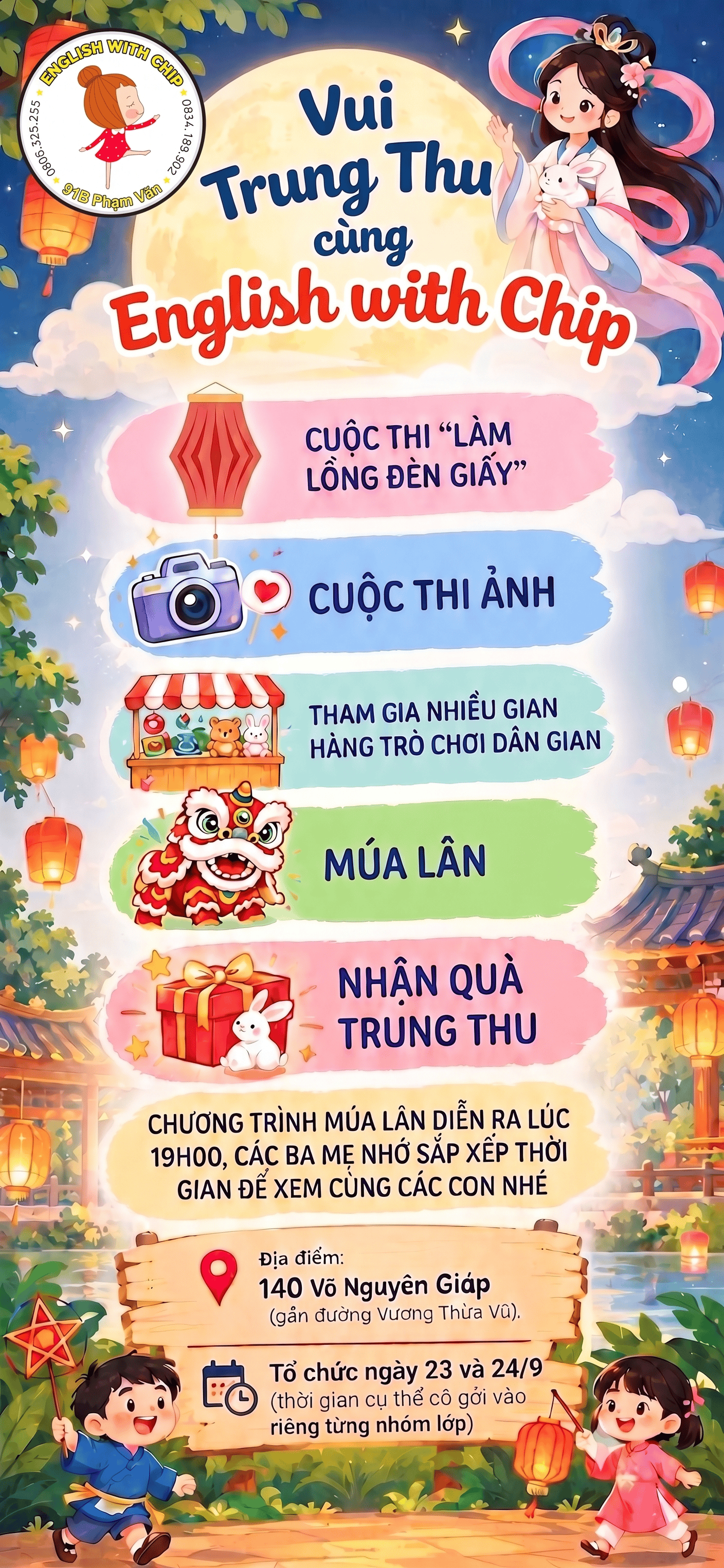 Vui Trung Thu cùng English with Chip – Ngày hội dành cho trẻ em học tiếng Anh tại trung tâm